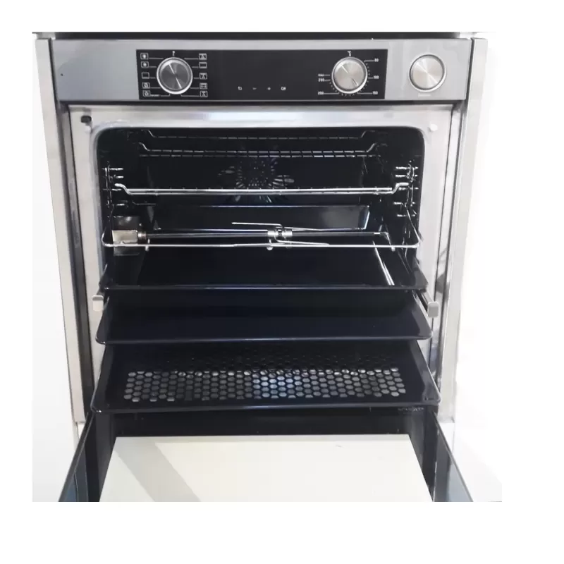 Pachet incorporabil Studio Casa Glamour Aqua Cooking, Cuptor electric sticla gri, Plita gaz din sticla gri si Hota decorativa sticla gri, 10 functii, Grill, Rotisor, Coacere asistata cu abur, Sticla g [5]