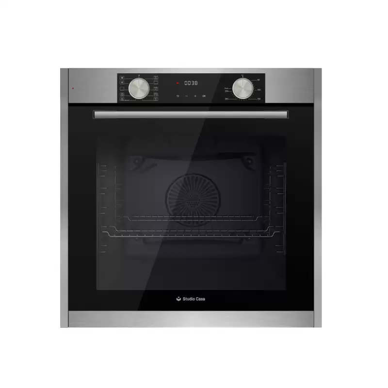 Pachet incorporabil Studio Casa Lean Bellagio, Cuptor electric, Plita gaz sticla neagra si Hota decorativa sticla neagra, 10 functii, 81 l, Grill, Rotisor, Ventilator, Display Touch, Sticla neagra / I [2]
