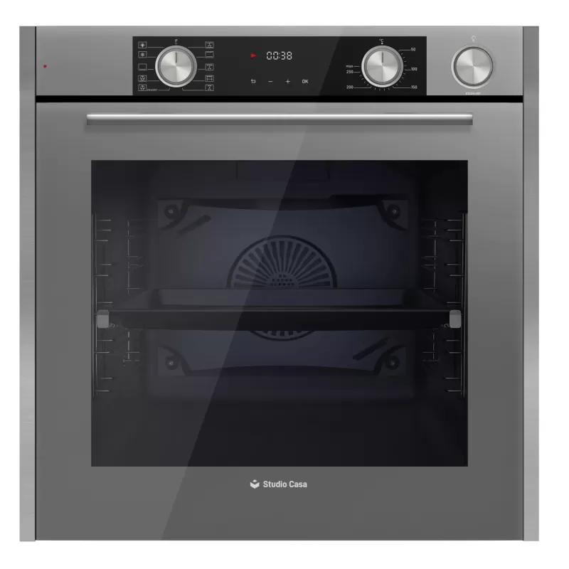 Pachet incorporabil Studio Casa Plane Elegance Aqua Cooking, Cuptor electric sticla gri, Plita gaz din sticla gri, Hota decorativa sticla gri, 10 functii, Grill, Rotisor, Coacere asistata cu abur, Sti [2]