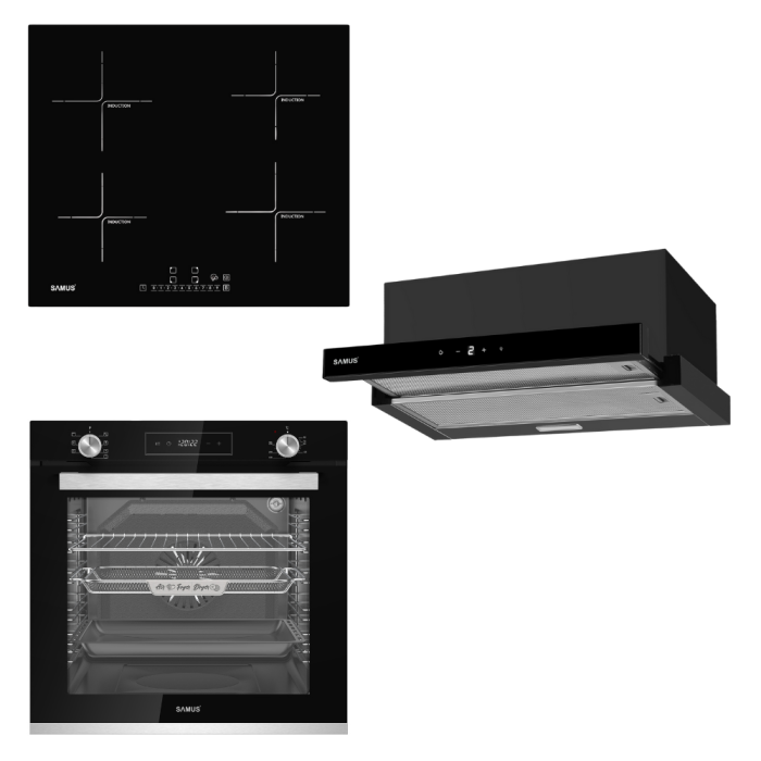 Pachet Incorporabile - Cuptor electric incorporabil Samus SCE827GCF + Plita incorporabila inductie Samus PSI-64BG7 + Hota incorporabila Samus HS6061DTGB [1]