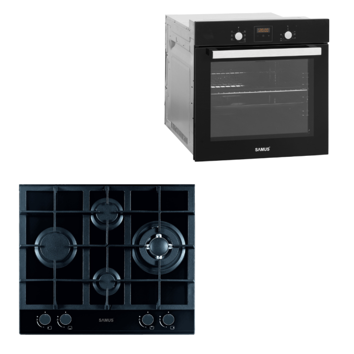 Pachet Incorporabile - Plita incorporabila Samus PSG-64SG2, 4 arzatoare, arzator Wok, aprindere electrica, dispozitiv siguranta arzatoare, suport sticla + Cuptor electric incorporabil Samus SC639CEGV, [1]