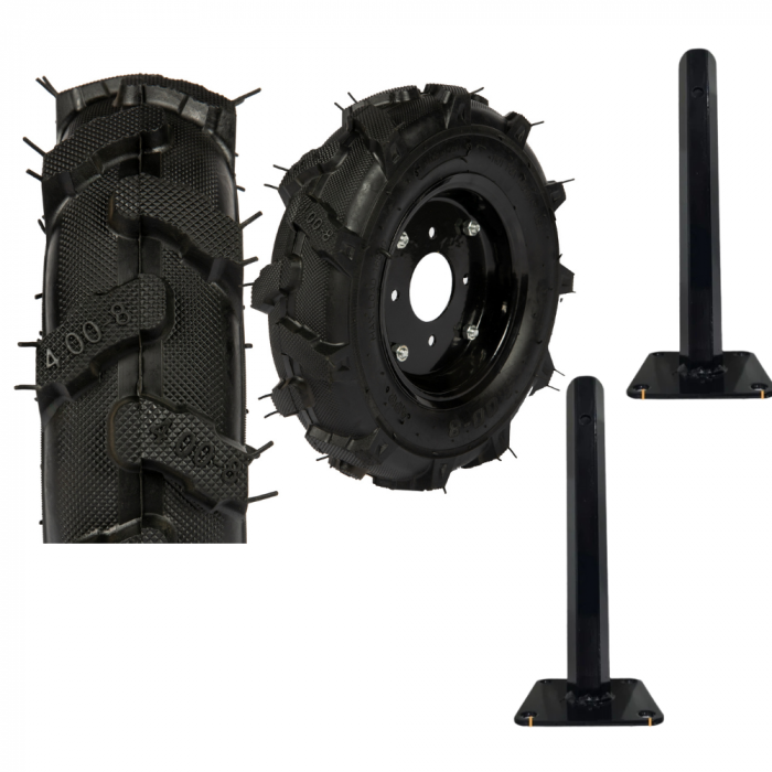 Pachet - Motocultor Detoolz 8cp 212cc, benzina 4T, 3 viteze, pornire manuala + 2 Roti de motocultor 400-8 [4]