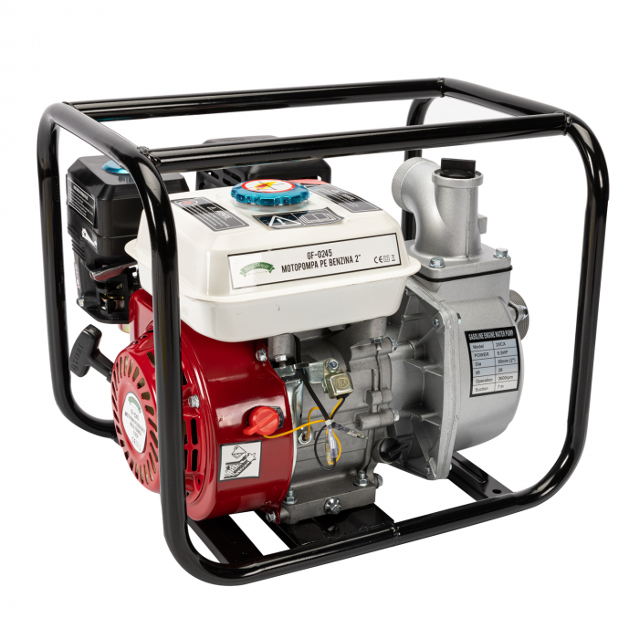 Pachet - Motopompa Micul Fermier 6.5cp 196cc, benzina 4t, racord 2", debit 30000l/h + 2 Sticle de ulei 4 T [4]