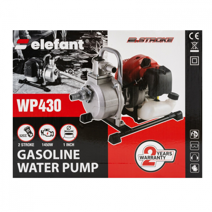 Pachet - Motopompa WP430 Elefant, motor 2 T, 1 tol, debit 8-10 m3h, putere 2 CP + Furtun de aspiratie 1 tol, 7 m lungime + [11]
