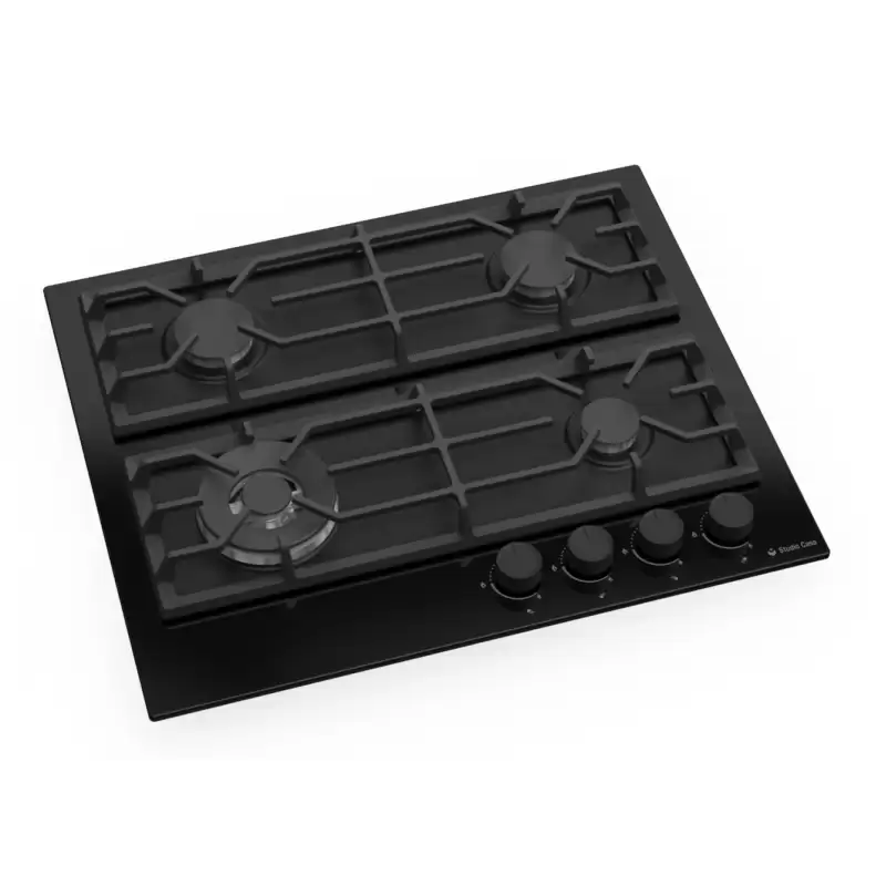 Pachet Plita gaz incorporabila Studio Casa Rialto Black, 4 arzatoare gaz, Wok, Aprindere electrica, Gratare fonta, Valve de siguranta+ Butelie GPL 26L, Ceas Regulator, Furtun 2m și 2 Coliere [5]