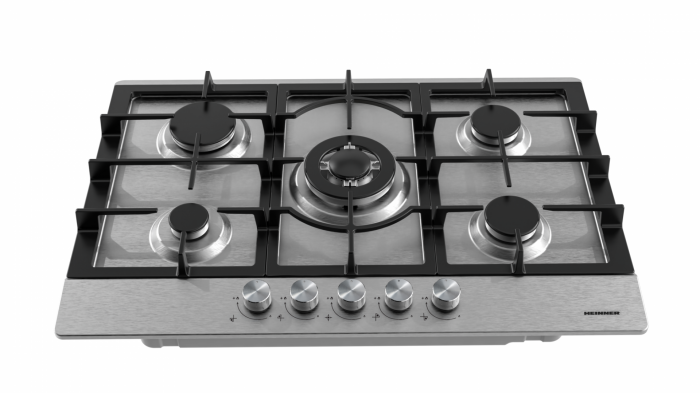 Pachet Plită HEINNER HBH-M705IWFIX, 5 zone, Gaz, Arzător Wok + Hotă telescopică HEINNER HTCH-490GBK, 90 cm, 413.5 m³/h, Negru [3]