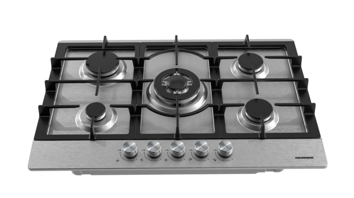 Pachet - Plită Încorporabilă Heinner HBH-M705IWFIX, 5 Zone Gaz, Arzător Wok, Siguranță Avansată + Cuptor electric incorporabil HBO-S567LDTGC-IX, 56 l, 7 Functii, Grill, Display Touch, Clasa A, Inox​​​ [5]
