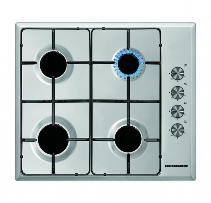 Pachet Plita incorporabila Heinner HBH-S584I-IX, Gaz, 4 Arzatoare, Aprindere electrica, Inox cu Butelie GPL 26L, Ceas Regulator, Furtun 2m și 2 Coliere [3]