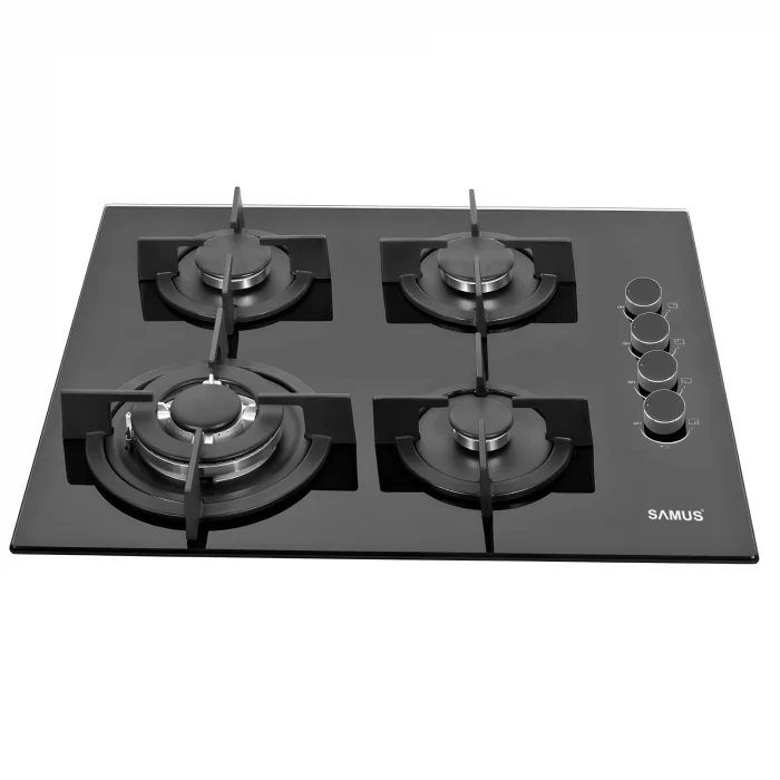 Pachet- Plita incorporabila Samus PSG-64SG6, 4 arzatoare, aprindere electrica, Neagra+ Hota incorporabila Samus HS5232B, latime 52,5 cm, 3 trepte, Neagra [3]