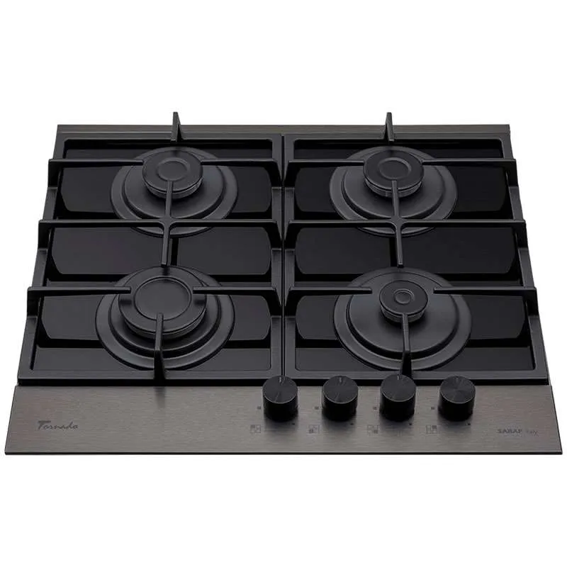 Pachet Plita incorporabila Tornado Eclipse, autoaprindere integrata, supapa de siguranta, latime 60 cm, Dark Inox cu Butelie GPL 26L, Ceas Regulator, Furtun 2m și 2 Coliere [4]