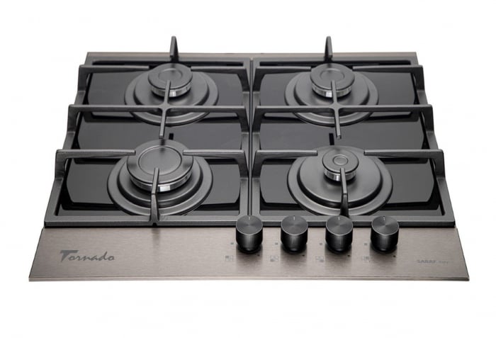 Pachet Plita incorporabila Tornado ECLIPSE Dark Inox, NG/GPL, 60 cm+ Butelie GPL 26L, Ceas Regulator, Furtun 2m și 2 Coliere [2]