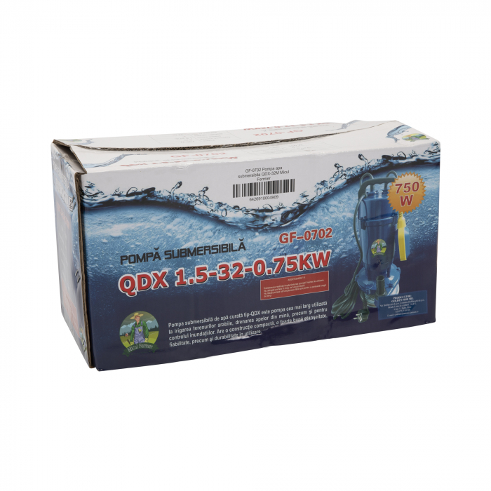 Pachet - Pompa apa submersibila, refulare 32m, 1 tol, debit 1500 l/h, 750W + Furtun apa transparent cu insertie 1" Ø32 - 50 m [10]