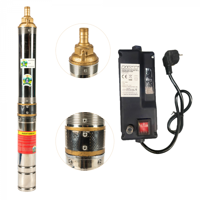 Pachet - Pompa submersibila 1.1KW, debit 3 mc/h, H refulare 51m, 8 turbine + Panou de comanda [1]