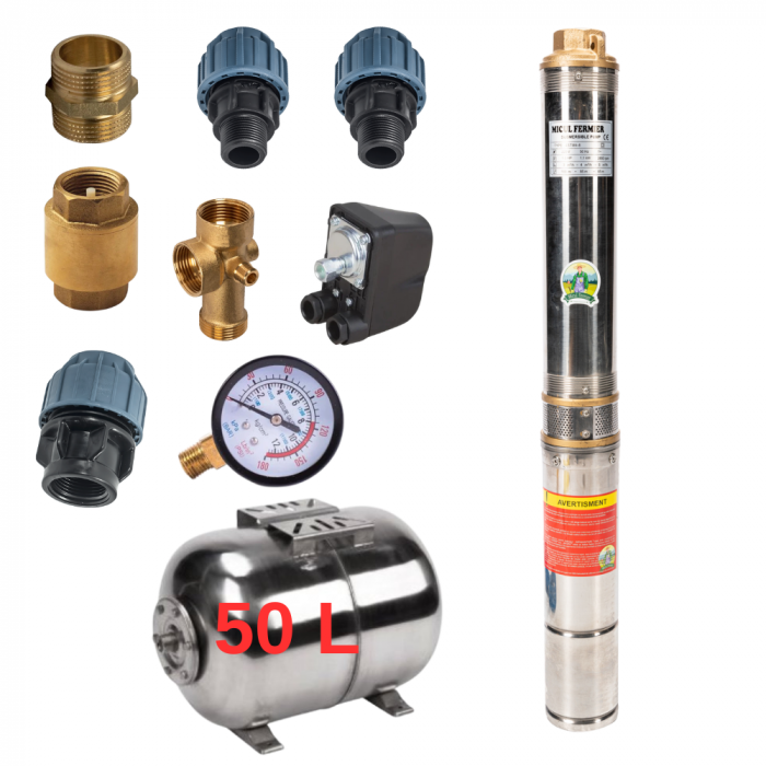 Pachet - Pompa submersibila, 4STM4/8-1.1u, 1,1KW, debit 5.5 mc/h, GF-0709-S001-G02 + Kit sistem hidrofor [1]