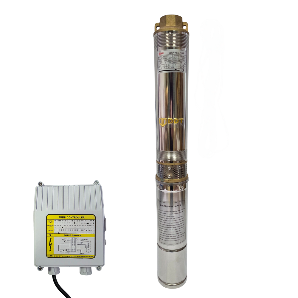 Pachet - Pompa submersibila DDT 4SDM2/8, 8 turbine, 1.5 kW, debit 7 m³/h, refulare la 40m + Clapeta de sens cu arc din alama si disc metalic [4]