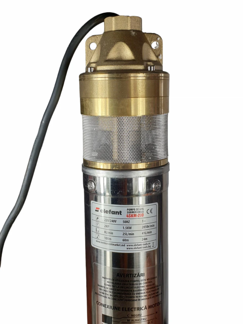 Pachet - Pompă submersibilă multietajată Elefant 4SKM200, 1500W, 230V, 41 l/min, 108 m înălțime refulare + Clapeta de sens cu arc din alama si disc metalic [2]