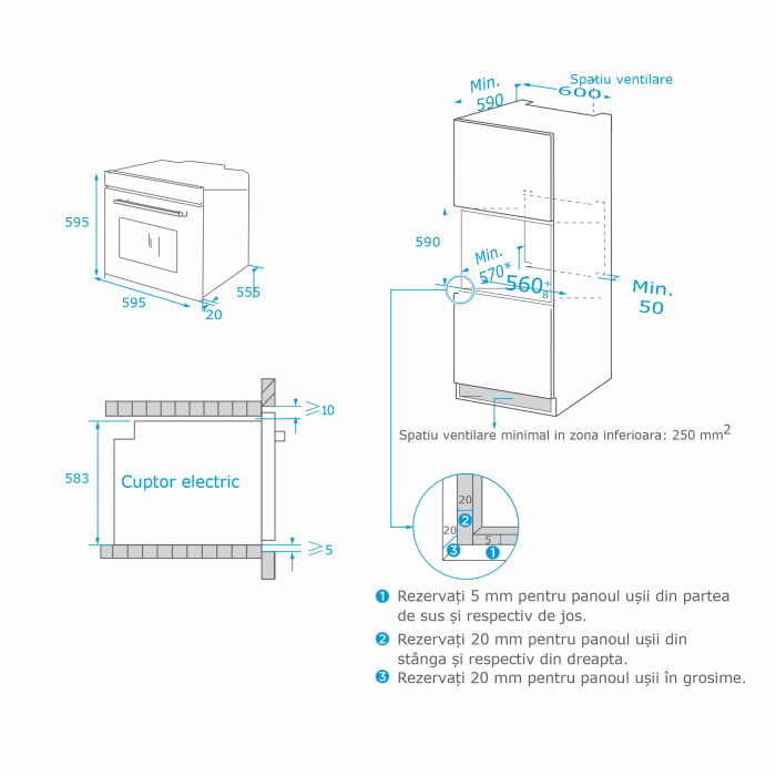 Pachet Pyramis 2P, cuptor electric incorporabil 65L, 4 funcții, clasa A, timer mecanic, butoane retractabile, plită gaz 4 arzătoare cu grătare individuale emailate, finisaj sticlă neagră [4]