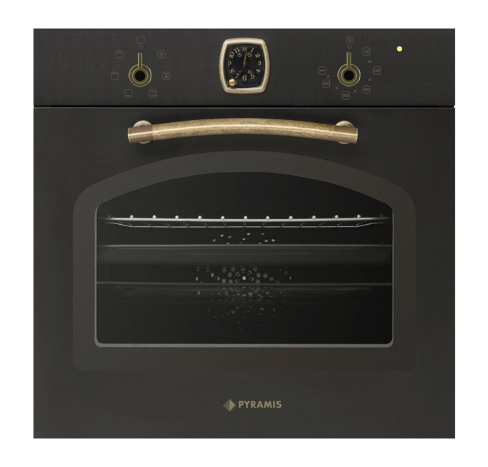 Pachet Pyramis 37P Vintage Anthracite – cuptor electric 64L, 6 funcții, plită vitroceramică 4 zone, ceas analog SQ, finisaj negru anticizat [2]