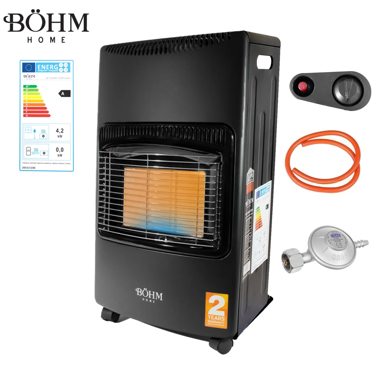 PACHET - Soba pe gaz GPL pliabilă BÖHM BF-003B, 4,20 kW, 3 trepte de putere, 20-80 m², Regulator GPL + Furtun GPL 1,5 m + Butelie compozit reincarcabila 10kg/24L [2]