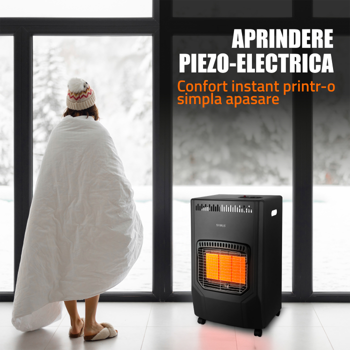Pachet - Soba pe gaz Samus RS423 Aprindere piezoelectrica, 3 trepte putere 1.5 / 2.8 / 4.2 kW, senzor o2 comutator anti rasturnare + Butelie GPL General Max 26L [6]
