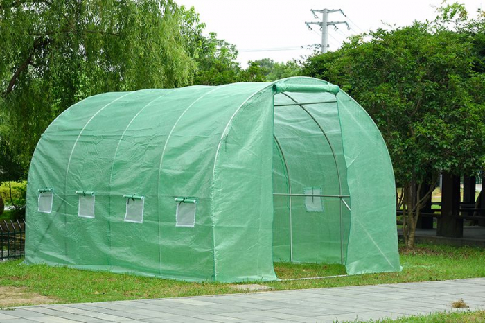 Pachet - Solar pentru legume 4x2x2m, 8 mp, folie UV4 verde din polietilena armata + 2 Bobine palisat pentru legume in sere [6]