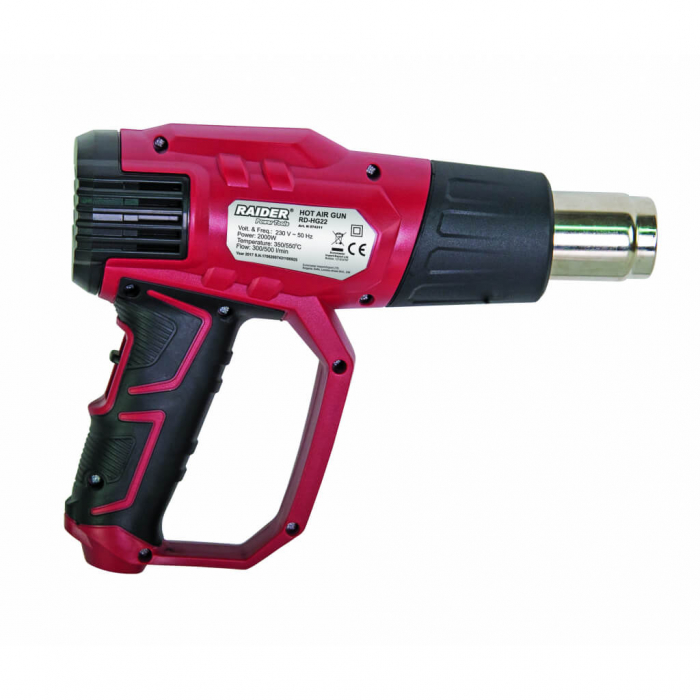 Pistol aer cald 2000W, 2 trepte, 350 °C, accesorii geanta plastic RDP-HG22 Raider Power Tools [2]