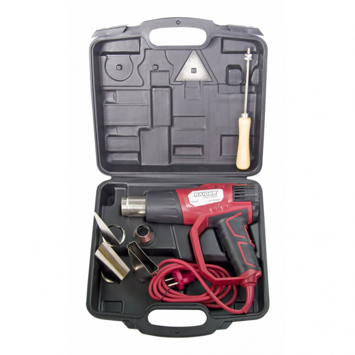 Pistol de aer cald 2000W 3 trepte LCD accesorii geanta RD-HG23 Raider Power Tools [2]