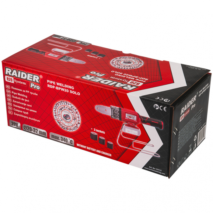 Pistol de sudură PPR Raider RDP-BPW20, R20, potrivit țevi PPR Ø20–32 mm, temperatură 25–340 °C + Incarcator si acumulator 20V 4Ah [7]