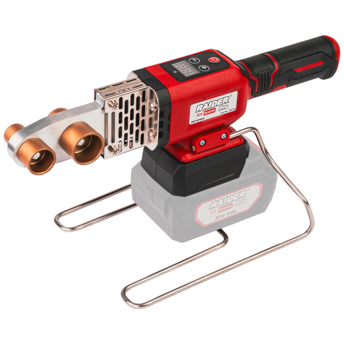 Pistol de sudură PPR Raider RDP-BPW20, R20, potrivit țevi PPR Ø20–32 mm, temperatură 25–340 °C + Incarcator si acumulator 20V 4Ah [2]