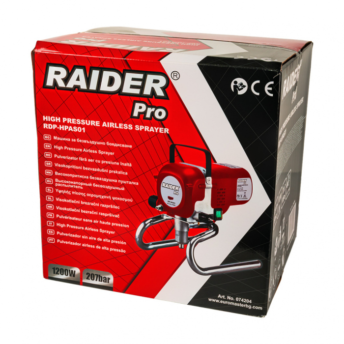 Pistol de vopsit fără aer Raider Pro RDP-HPAS01, 1200W, 207 bar, duză reversibilă, furtun 7.5 m [7]