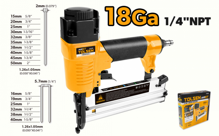Pistol pneumatic pentru cuie, 2 in 1, AirXT, Industrial - Tolsen [2]