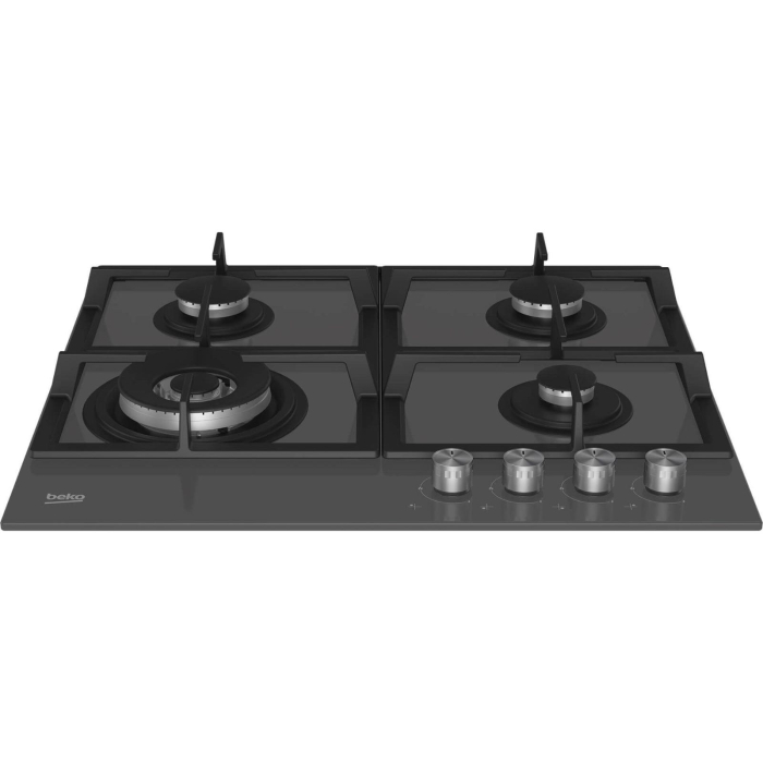 Plita Beko, sticla pe gaz, control butoane frontal, 3 arzatoare + 1 Wok, arzatoare cu eficienta ridicata, suport vase din fonta, siguranta plita, 60 cm latime, culoare butoane: inox cu capac cromat, c [2]