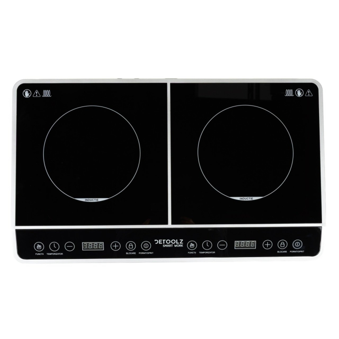 Plită cu inducție dublă Detoolz DZ-EI1010-G01, 3000W, suprafață ceramică, 2 zone de gătit [4]