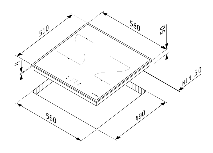 Plită electrică Pyramis PHC61410IFB, 4 zone de gătit, control Touch, Timer, OSD, 9 trepte de putere, design modern din sticlă neagră și inox [2]