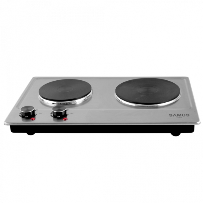 Plita electrica Samus PX302, 2 arzatoare, termostat reglabil, leduri de functionare, protectie la supraincalzire, Inox [1]