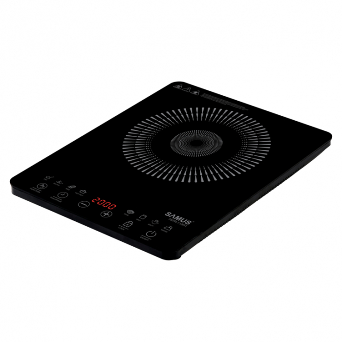 Plita electrica vitroceramica cu inductie Samus PSVFI-11BG1, 8 functii de gatit, timer, protectie la supraincalzire, control tactil cu senzor, Neagra [2]