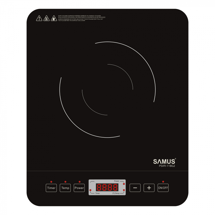 Plita electrica vitroceramica cu inductie Samus PSVFI-11BG2, 8 nivele de putere, timer, protectie la supraincalzire, control tactil cu senzor, Negru/Inox [3]