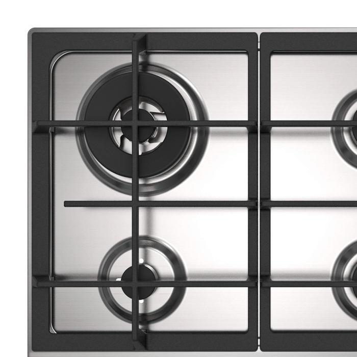 Plita gaz Master Kitchen, gama Edge, design inox, 60 cm, 4 arzatoare, gratare fonta, arzator wok, aprindere integrata, sistem siguranta [3]