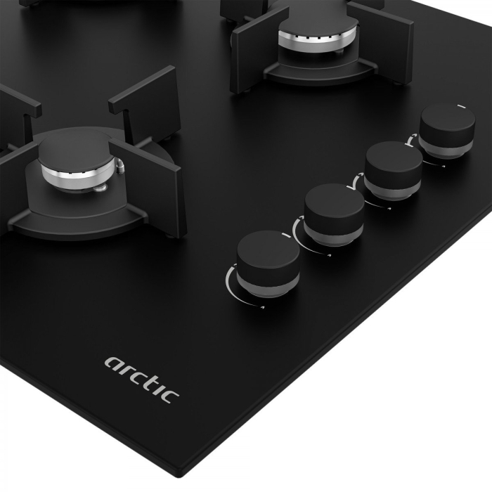 Plita incorporabila Arctic ARSGN64125S, gaz, 4 arzatoare, dispozitiv de siguranta plita, gratare fonta, Negru [4]