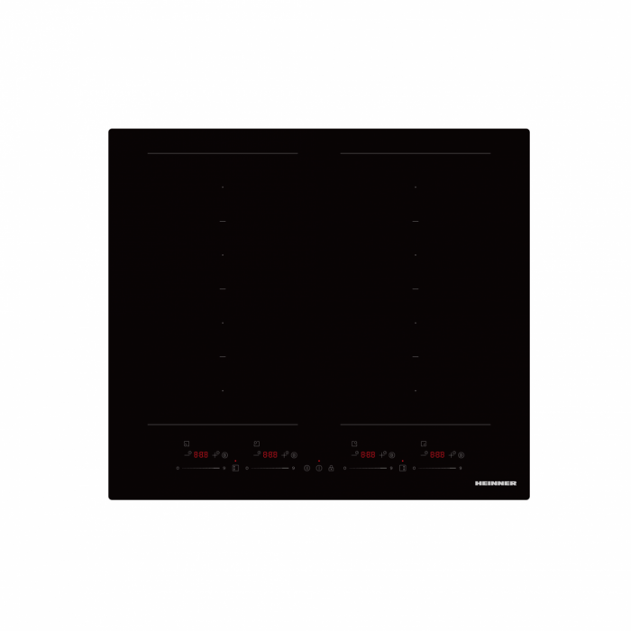Plita incorporabila cu Inductie, Heinner HBHI-M4ZB2FXSMTC, 4 zone de gatit, Bridge, Boost, Slim, Control touch, Timer, Protectie copii, Indicator caldura reziduala, 60 cm, Negru [1]