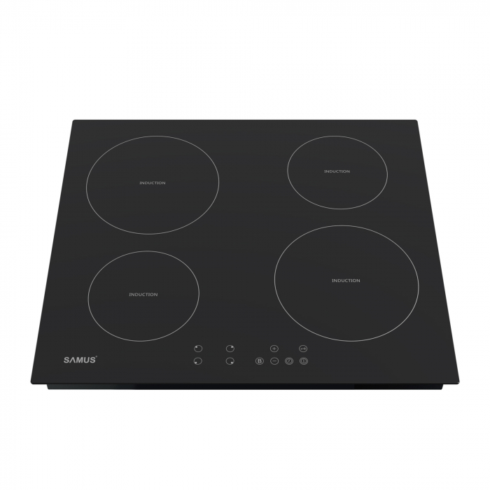 Plită incorporabilă cu inducție Samus PSI‑64BMG10, 60 cm, 4 zone gătit, 7 000 W, touch control, timer, 9 trepte, booster, sticlă ceramică neagră mată [2]