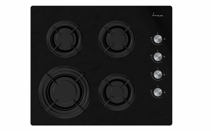 Plita incorporabila Fram FBH-M4IRF-GBK, Gaz, 4 arzatoare, Gratar fonta, Aprindere electrica, Dispozitiv de siguranta, 60 cm, Neagra [1]