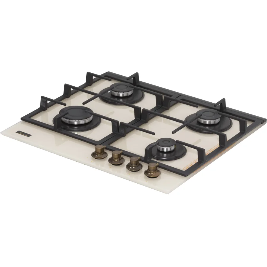 Plita incorporabila Fram FBH-S4IWF-GRBG, Gaz, Aprindere electrica, Gratar fonta, Duze GPL incluse, 60 cm, Sticla bej [2]