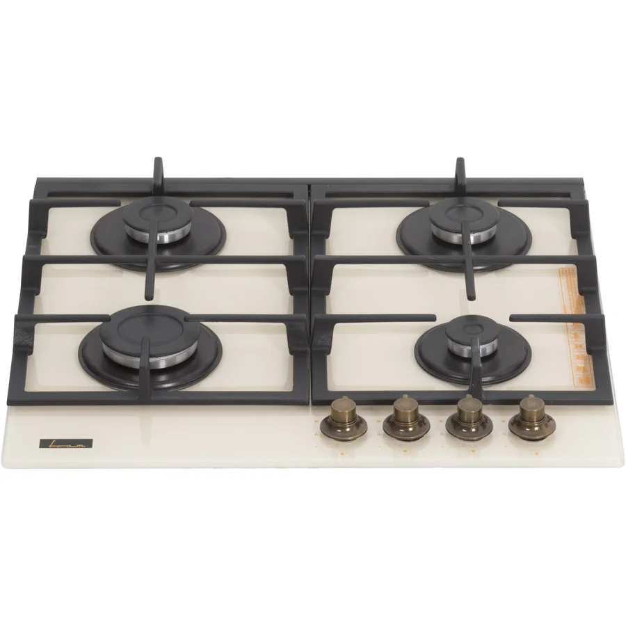 Plita incorporabila Fram FBH-S4IWF-GRBG, Gaz, Aprindere electrica, Gratar fonta, Duze GPL incluse, 60 cm, Sticla bej [4]