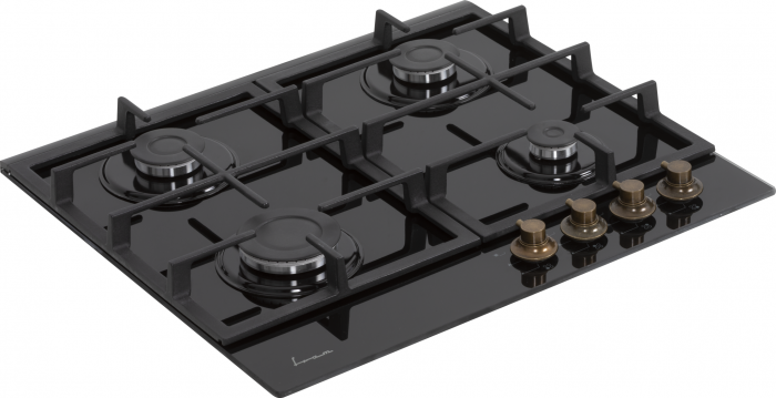 Plita incorporabila Fram FBH-S4IWF-GRBK, Gaz, 4 arzatoare, Aprindere electrica, Gratar fonta, Duze GPL incluse, 60 cm, Sticla neagra [3]