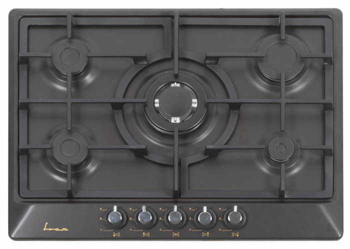 Plita incorporabila Fram FBH-S705IWF-RBK, Gaz, 5 arzatoare, Wok, Aprindere electrica, Gratar fonta, Duze GPL incluse, 70 cm, Negru [2]
