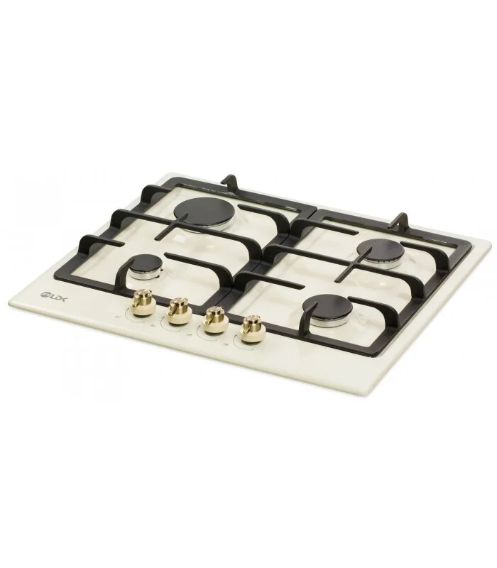 Plita incorporabila LDK Oviedo JZ4BEIGE60, Gaz, 4 arzatoare, Aprindere electrica, Gratare fonta, Siguranta, Dimensiuni (Î x L x A) (cm): 9 x 59 x 51, Bej [2]