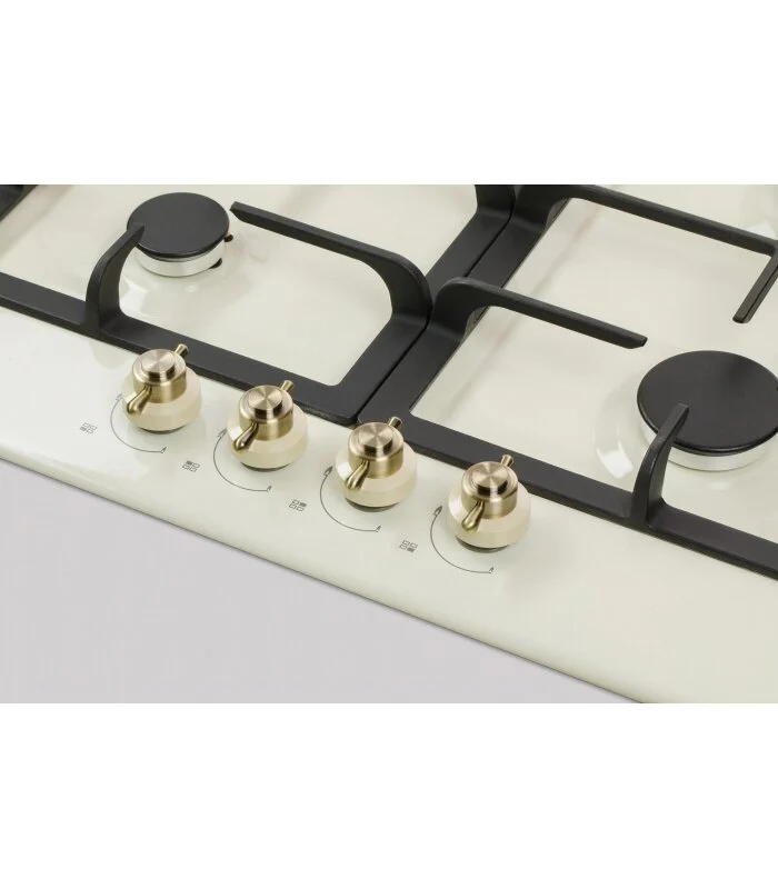 Plita incorporabila LDK Oviedo JZ4BEIGE60, Gaz, 4 arzatoare, Aprindere electrica, Gratare fonta, Siguranta, Dimensiuni (Î x L x A) (cm): 9 x 59 x 51, Bej [3]