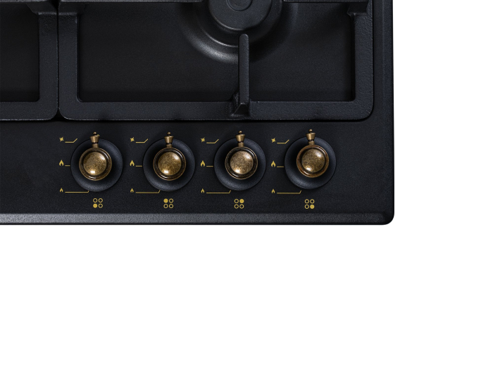 Plita incorporabila NobelTek NHBG-9744RANT, gaz, comenzi frontale, aprindere buton, gratre fonta, design rustic, Antracit [4]