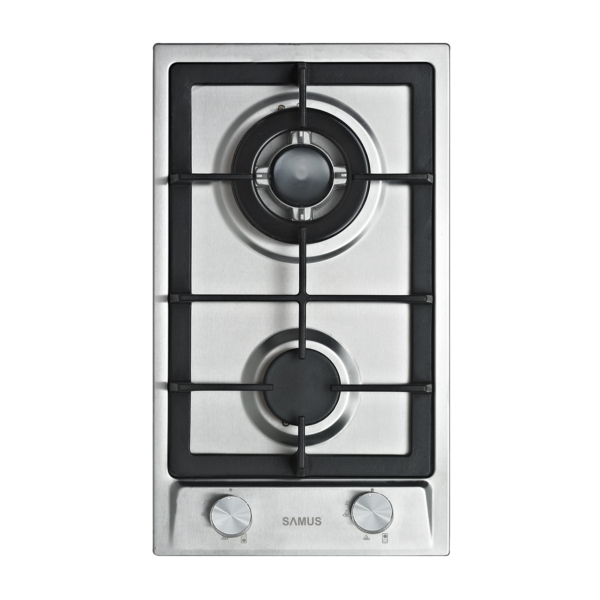 Plita incorporabila Samus PSG-32SX2, 2 arzatoare, arzator Wok, aprindere electrica, dispozitiv siguranta arzatoare, Argintie [1]